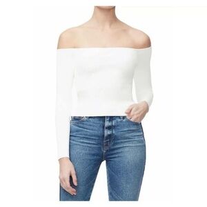 NWT GOOD AMERICAN White Off-The-Shoulder Knit Top